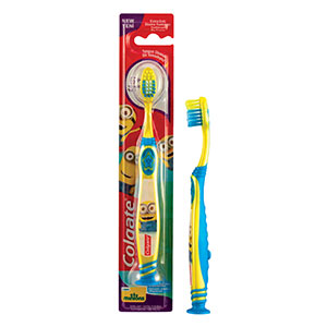 קולגייט ילדים מברשת שיניים מיניונים עם מעמד ואקום לגילאי 6+