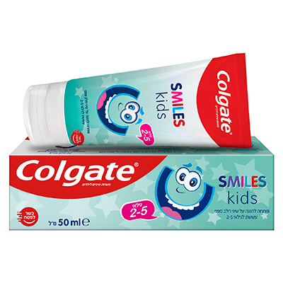 קולגייט סמייליס משחת שיניים לילדים בגילאי 2-5 להגנה על שיני החלב מפני עששת
