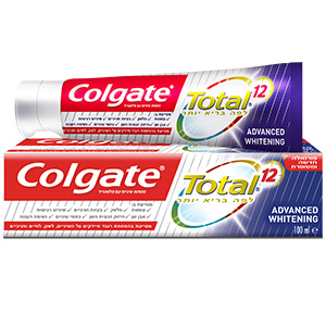 קולגייט טוטאל הלבנה משחת שיניים המסייעת בהסרת כתמים משטח השן