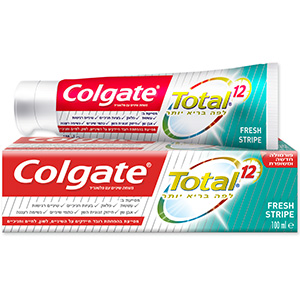 קולגייט טוטאל משחת שיניים פסים מרעננים לפה בריא יותר 100 מ"ל